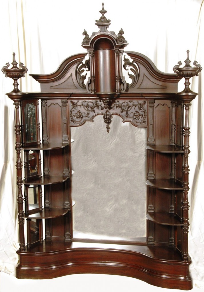 Etagere This magnificent étagère attributed to Mitchells & Rammelsberg, with four shelves and carved finial, are among the items from the antique shop and personal collection of Brad and Eunice Witt that will be up for action on Nov. 7, 2009.