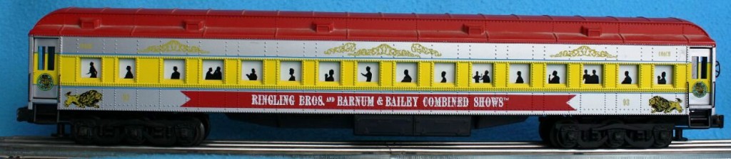 kline This is one of the Ringling Bros. and Barnum & Bailey train cars manufactured by K-Line in 1994. This train car is O Gauge and can sometimes be found on eBay for as little as $50.