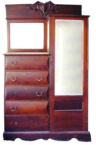 Chifforobe Chifferobe – This cabinet combines a vertical door with stacked drawers.