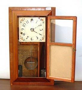 Hoadley alarm A rare alarm timepiece made by Silas Hoadley, 21-½ inches in height.