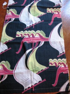 barkcloth4 An unusual piece of barkcloth with a sailboat motif.