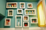 shadow box displays Collectibles on display in shadowboxes.