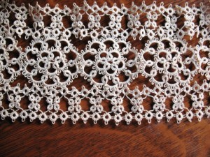 tatting4 Close-up of the tatting on the bodice.