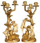 Candle holders A pair of 19 ½-inch Royal Worcester candle holders.