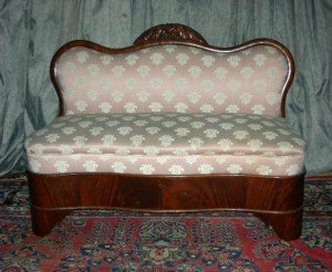 Empire settee Diminutive Empire settee, circa 1840, 43 inches wide and in overall good condition.