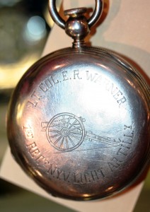 January 24 2010 003 My favorite watch of the show was the timepiece once owned by Lt. Col. Edward R. Warner of the 1st NY V Light Artillery.