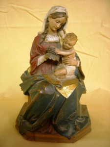 Madonna and Child And Italian carved and painted Madonna and Child, marked M.K. Kaslatter.