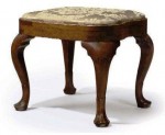 Queen Anne Carved Walnut Compass-Seat Stool A Queen Anne carved walnut compass-seat stool.