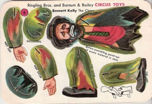 puch toy 2 The two items pictured are the only two that were actual attractions. Emmett Kelly was performing in the show during that time, but Jumbo had been dead for decades. And again, the Jumbo pictured is an Asian elephant, not an African like Jumbo.