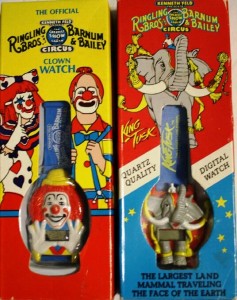 rbbbwatches Ringling Bros. and Barnum & Bailey came up with these watches as promotional items. In some markets, the watches were given away free on certain nights with the purchase of a ticket. On the internet you can find them for as little as $1.