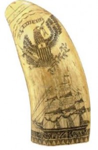 scrimshaw side2 The reverse side of a scrimshawed whale tooth from the whaling ship “Superior.”