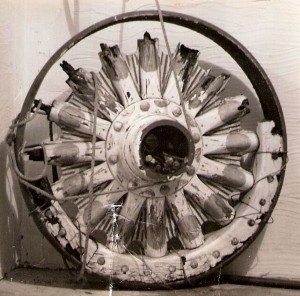 wheel One of Charlotte’s circus wagon wheels. The metal hub and metal wheel rim on the restored wheel are original—also, the spokes and fans between the spokes. The fellies, the rim into which the spokes are inserted, were all rotted and had to be replaced.