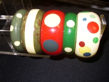 Bakelite Original Bakelite bangles with newly added Bakelite polka dots.