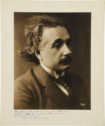 Einstein photo An oversized portrait of Einstein taken in 1921 during his first visit to America.