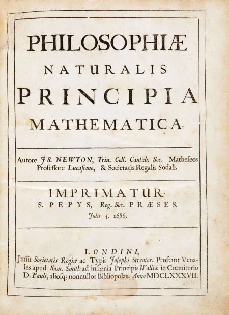 Philosophiæ naturalis principia mathematica Sir Isaac Newton's most famous and important work, “Philosophiæ naturalis principia mathematica,” is among the rare books to be sold by Heritage Auctions on Feb. 11, 2010.