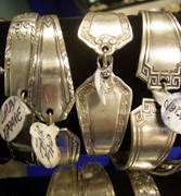 Silver bracelet Silver bracelets with magnetic catches made from flatware.