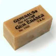 gum Use soft, crumbly gum erasers are great for removing pencil marks.
