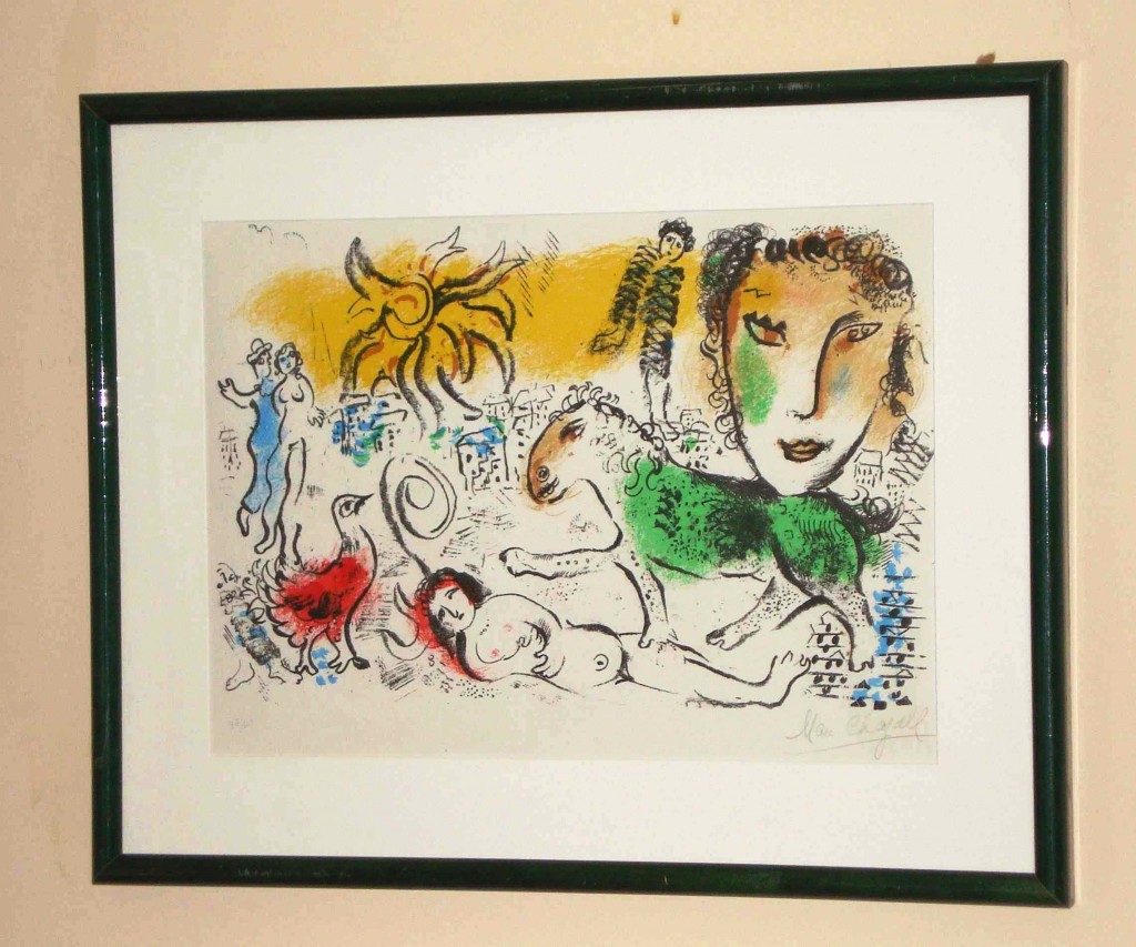 Chagall lithograph Lithograph signed in pencil, lower right, by the artist Marc Chagall, are among the 30 prints that will be up for auction in Gordon S. Converse & Co.’s Discovery Antique Auction on Thursday, Mar. 25, 2010.