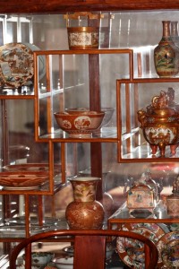 Collection cabinet c Several of Wocher’s pieces are displayed in a cabinet.