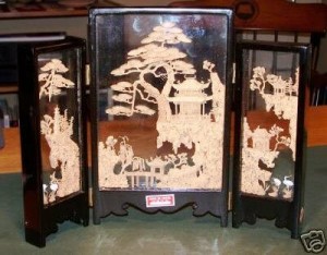 Framed Chinese Cork Carvings Framed Chinese Cork Carvings.