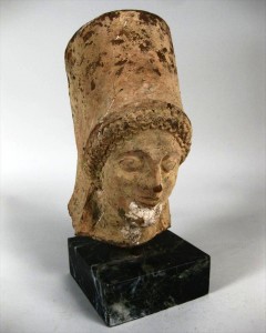 Greek terracotta head An Archaic (pre-700 B.C.) Greek hollow terracotta head of Demeter, circa 5th-6th century B.C. sold for $10,500.