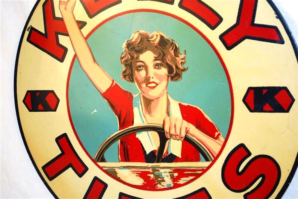 Kelly Tires sign The top lot of the Spring Petroliana & Advertising Auction, held March 5, 2010, was this extremely rare Kelly Tires double-sided tin sign, which sold for $13,200.