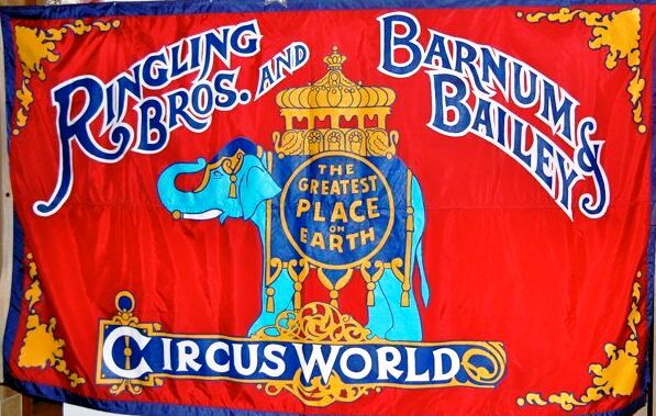 cw flag This large 6 foot by 12 foot backdrop was restored and brought to the reunion by former Director of Facilities, Bill Hall. It was actually the large flag flying at the Circus World entrance.