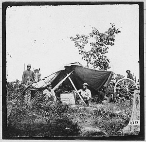 telegraph2 A telegraph operation set up in the field. The telegraph was used during the Civil War by Union forces to coordinate widely dispersed units.
