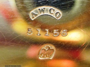 CivilWarWatch14 The case marking of a gold Waltham was an American eagle, but also dubbed the “broken-wing chicken.” This is the typical marking for an American Civil War-era watch, gold or silver.
