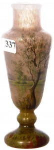 Daum Nancy This extremely rare signed Daum Nancy “Spring Season” cameo pedestal vase, brought $4,300.