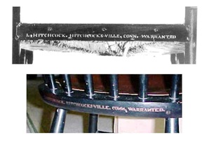 Hitchcock The new version of the Hitchcock Company, formed in the late 1940s, used a distinctive label to make sure it was never confused with an original Hitchcock piece. The new label used backwards “N’s” in the label, something never used in the original Hitchcock labels of the 1830s.