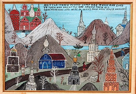 Howard Finster This enamel on board beauty by Howard Finster, titled "There Were Just Enough,” will cross the block on May 1-2 (est. $5,000-$8,000).