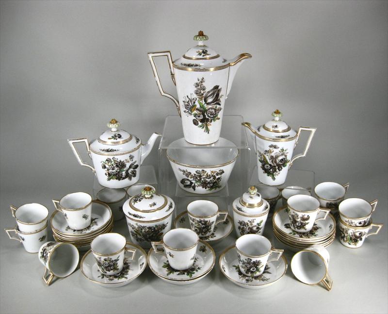 Meissen tea service A Meissen hand-painted porcelain partial tea service for 18 (Germany, circa 1880-1920).