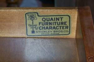 Stickley Brothers The “Quaint” trade name was so popular for Stickley Brothers that it used it for various lines of furniture for more than 30 years.