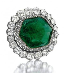 The Catherine the Great The Catherine the Great Emerald and Diamond Brooch—long considered one of the outstanding jewels of the world—centers on a hexagonal-cut Colombian emerald of exceptional quality, weighing between 60 and 70 carats. It is estimated to sell for $1-1.5 million.