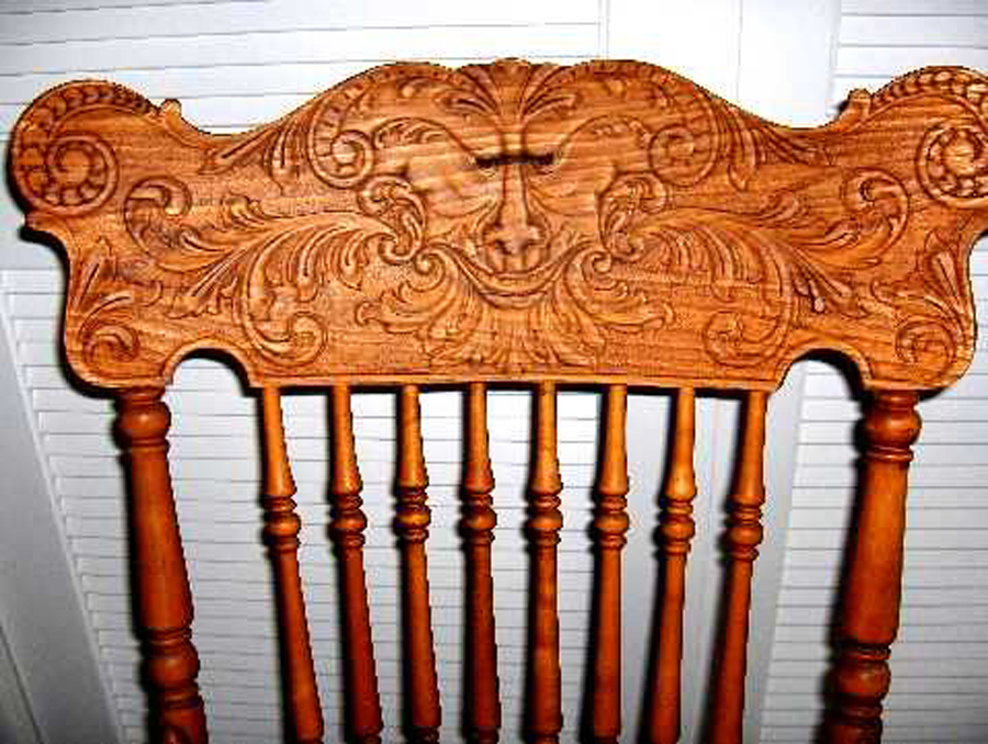 Antiques Center Antique Wood Carved Face Chair