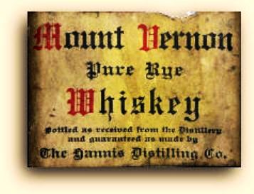 mountvernonwhiskey A bottle of 100 proof Mount Vernon's “Medicinal Purpose Only” from the Prohibition era can put a big dent in one’s wallet.