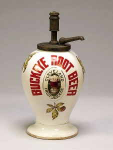 Buckeye Root Beer Extract Another of those countertop display items is this ironstone Buckeye Root Beer display, circa 1890-1910.