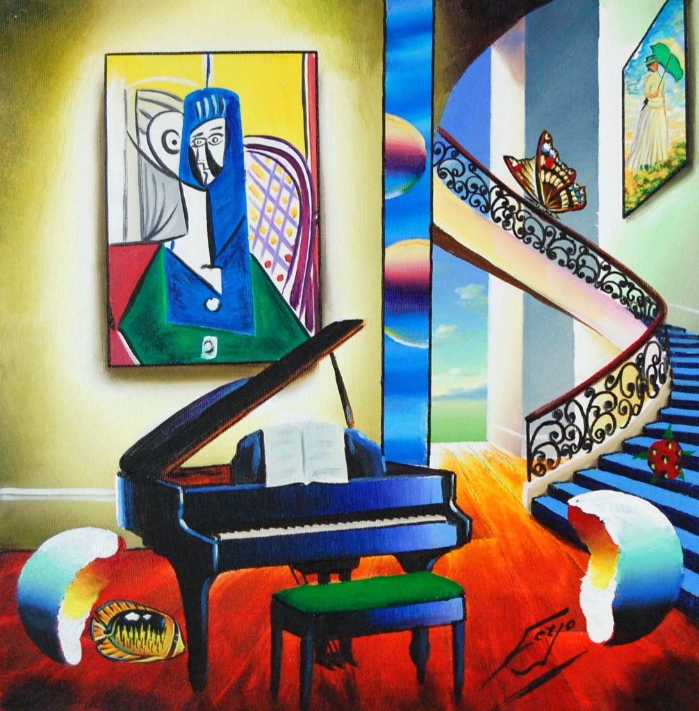 Ferjo Original oil on canvas by the artist known simply as Ferjo, titled “Picasso's Unwritten Melody,” is among the pieces of fine and contemporary art that will be sold by Baterbys Art Auction Gallery in a live and Internet auction on May 29, 2010.