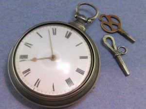 General-Hunter-008 This medium quality English fusee pair case “contract watch” was made in Liverpool, England and shipped to Philadelphia, Pa., where it was finished by B&E Clark. It was later sold to Thomas E. Eisenbeis around 1835 and later carried by Henry Eisenbeis during his service in the Civil War.