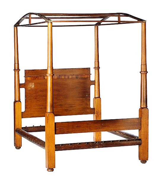 OHIO WALNUT TESTER BED BY HENRY BOYD This walnut tester bed, made by Henry Boyd, features simply turned posts, a scrolled, curly walnut headboard, and a fine, old, dry surface, made circa 1845. It sold in 2006 for $6,325 (including a buyer’s premium.