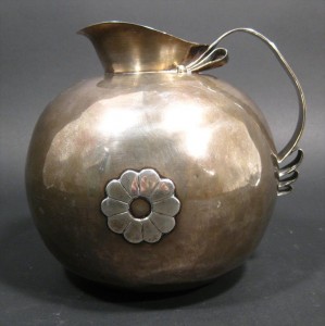 Spratling pitcher Spratling Mexican sterling silver water pitcher, bulbous form, circa mid-20th century ($4,357).