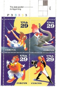 blockoffourstamps This set of four stamps was released in 1993 and can be found for less than $5. A full sheet of 40 of these stamps has a face value of $11.60 but has sold on eBay for less than $10.