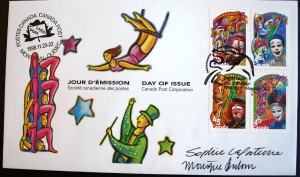 canada More clowns—this time from Canada, a 1998 FDC from Montreal, Quebec.