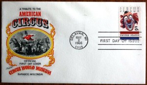 loufdc This is just one of the numerous envelope designs used for a first day cover of the circus stamp. There are dozens of different designs.