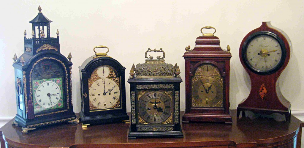 Bracket clocks An assortment of English table (or bracket) clocks will come under the gavel in an antique clock sale to be hosted by Gordon S. Converse & Co. on June 18, 2010.