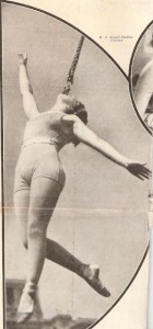 Iron Jaw This photo of Charlotte Shive performing the Iron-Jaw act appeared in an article about the circus in the May 23, 1931 issue of “Colliers” magazine. The famous aerialist Lillian Leitzel called this a “tooth act.”