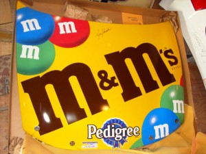 NASCAR hood A Ken Schrader-signed NASCAR M&Ms car hood.