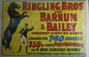 horse poster Ringling Barnum poster advertising the large number of horses traveling with the show.