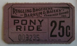 pony ride Even something as simple as a pony ride required a ticket. Value is $5-10.